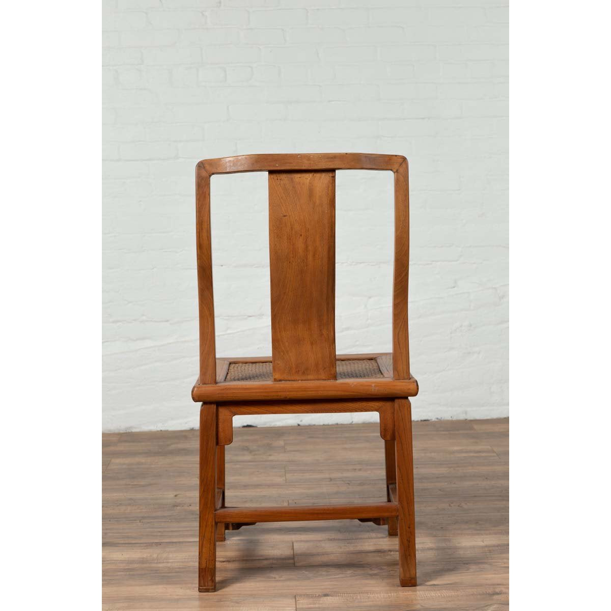 Ming Dynasty Style Natural Wood Wedding Side Chair with Woven Rattan Seat-13. Asian & Chinese Furniture, Art, Antiques, Vintage Home Décor for sale at FEA Home