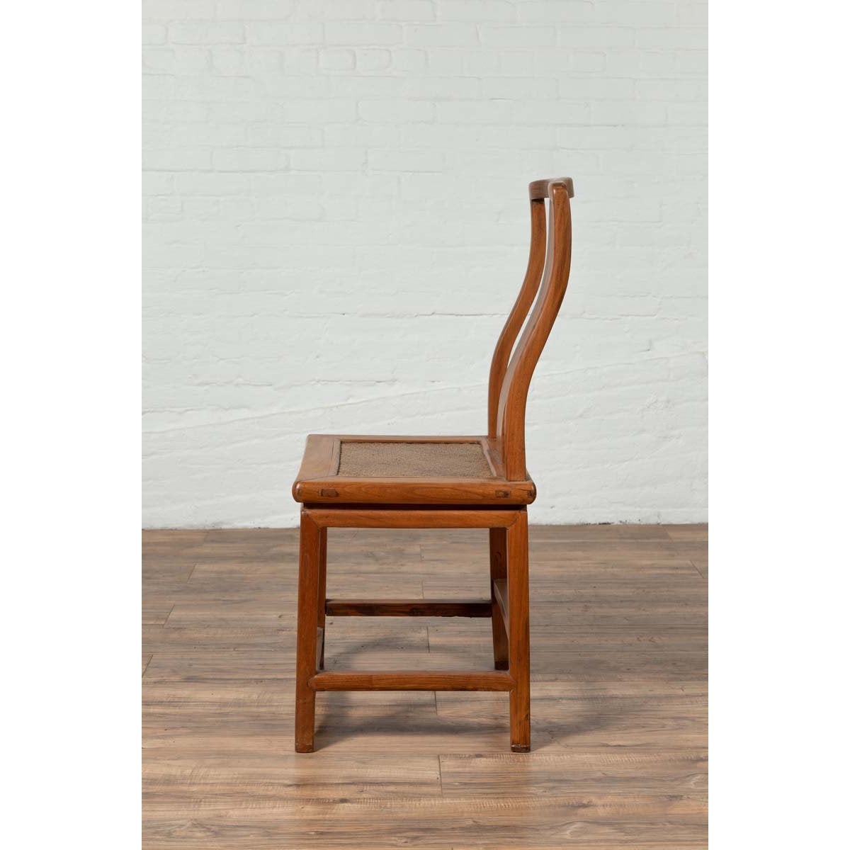 Ming Dynasty Style Natural Wood Wedding Side Chair with Woven Rattan Seat-14. Asian & Chinese Furniture, Art, Antiques, Vintage Home Décor for sale at FEA Home