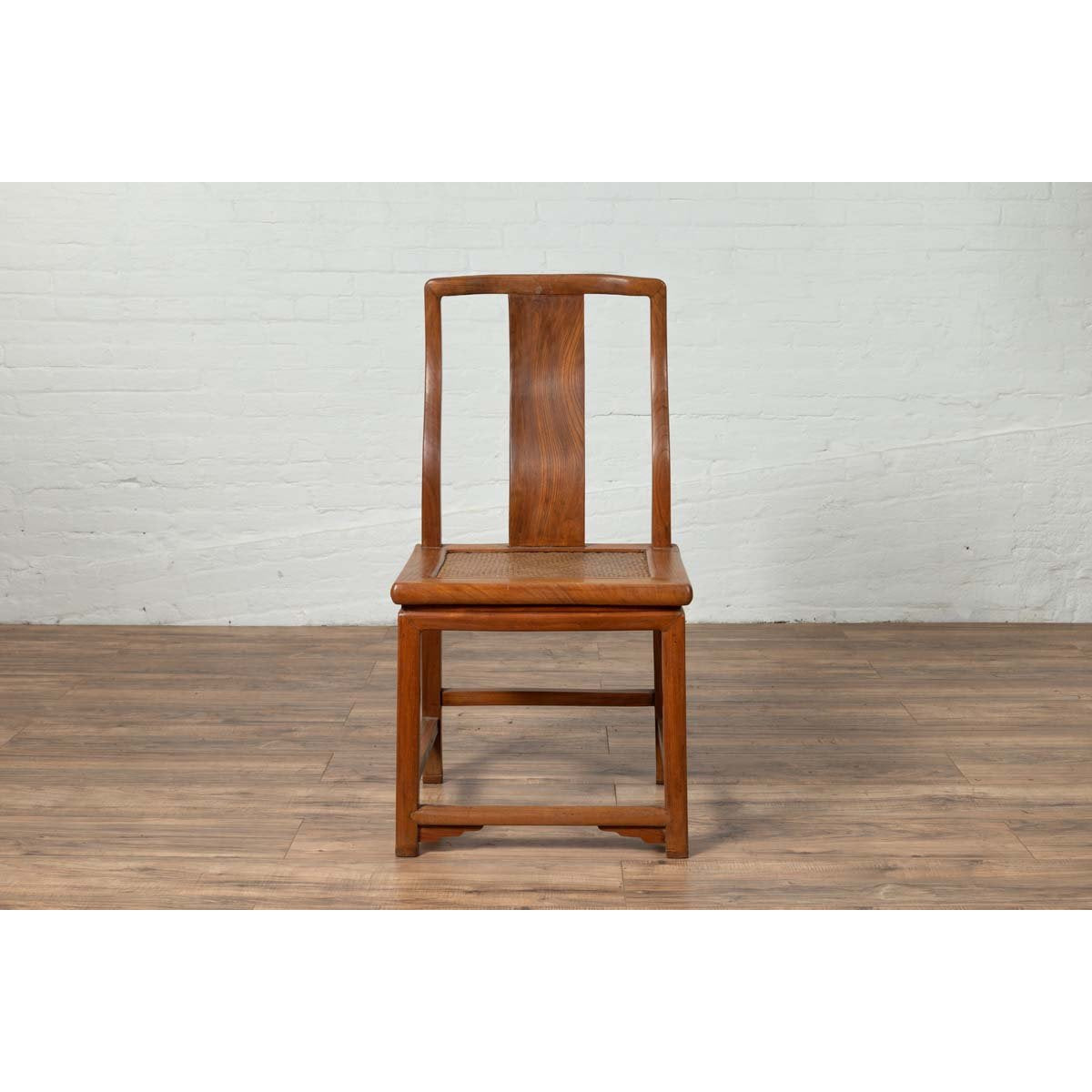 Ming Dynasty Style Natural Wood Wedding Side Chair with Woven Rattan Seat-4. Asian & Chinese Furniture, Art, Antiques, Vintage Home Décor for sale at FEA Home