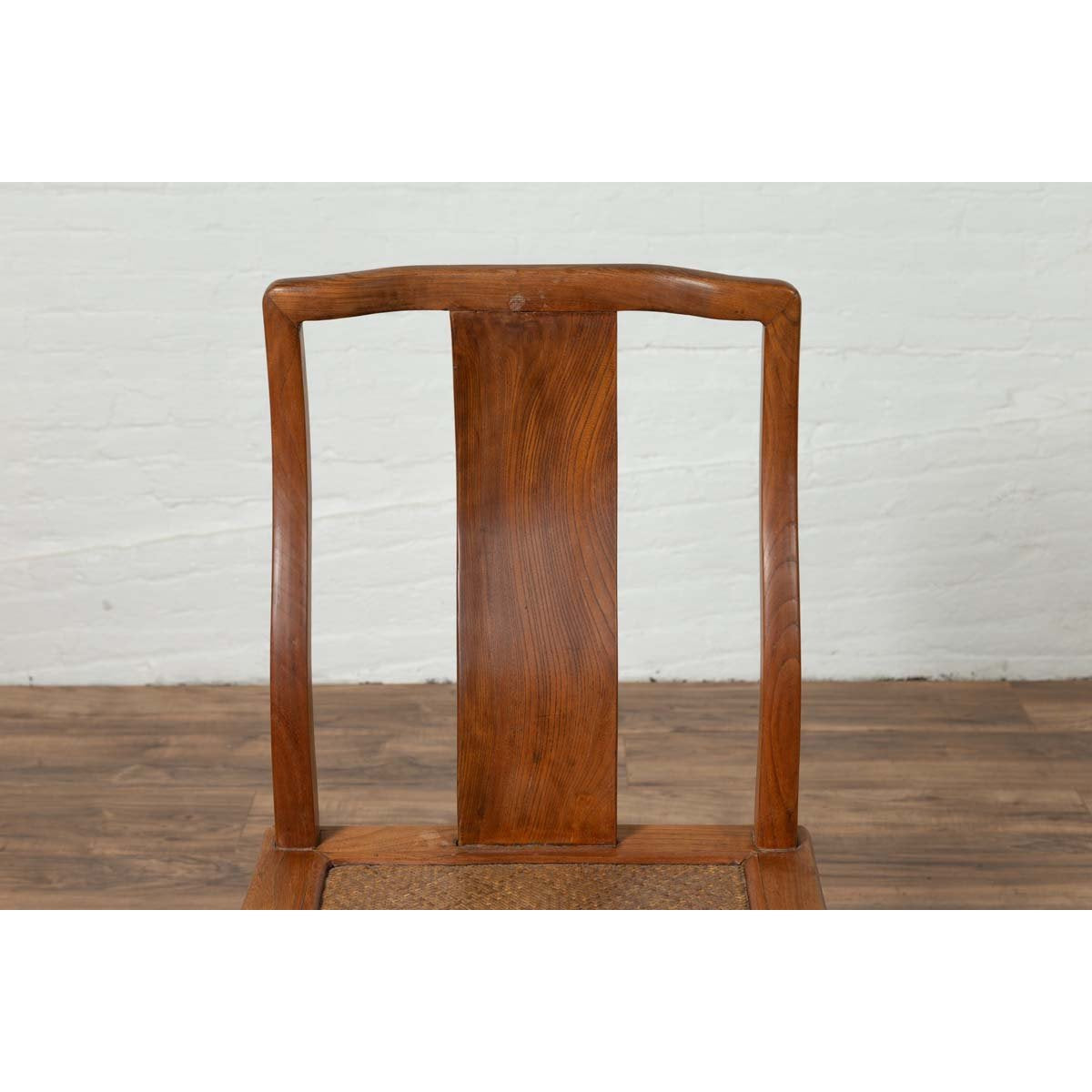 Ming Dynasty Style Natural Wood Wedding Side Chair with Woven Rattan Seat-5. Asian & Chinese Furniture, Art, Antiques, Vintage Home Décor for sale at FEA Home