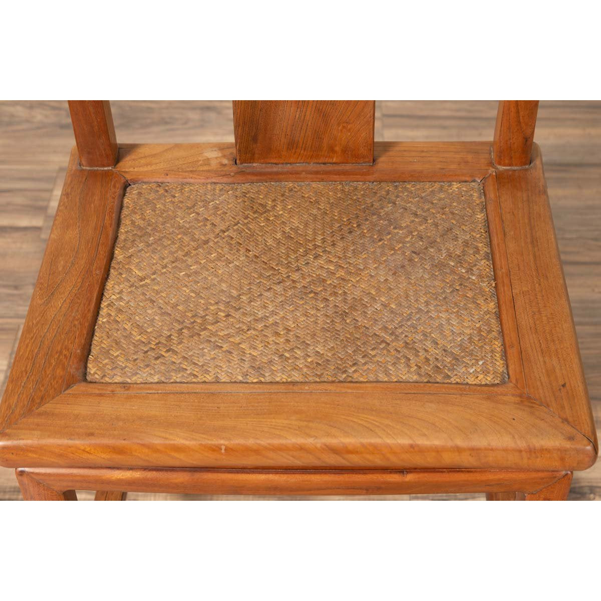 Ming Dynasty Style Natural Wood Wedding Side Chair with Woven Rattan Seat-6. Asian & Chinese Furniture, Art, Antiques, Vintage Home Décor for sale at FEA Home