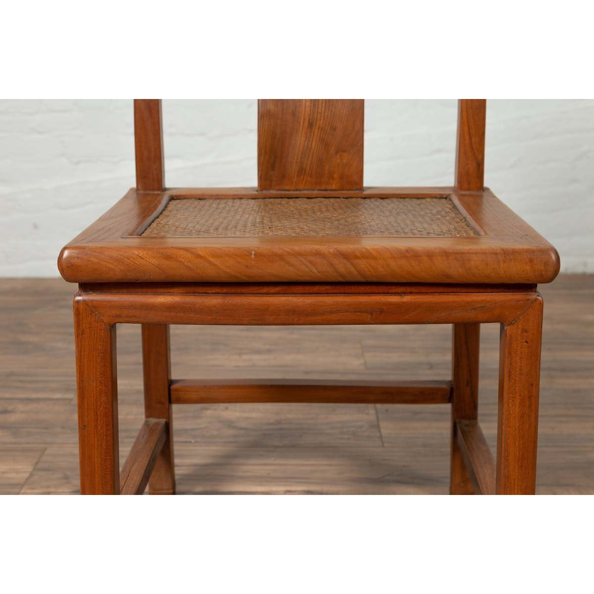 Ming Dynasty Style Natural Wood Wedding Side Chair with Woven Rattan Seat-8. Asian & Chinese Furniture, Art, Antiques, Vintage Home Décor for sale at FEA Home
