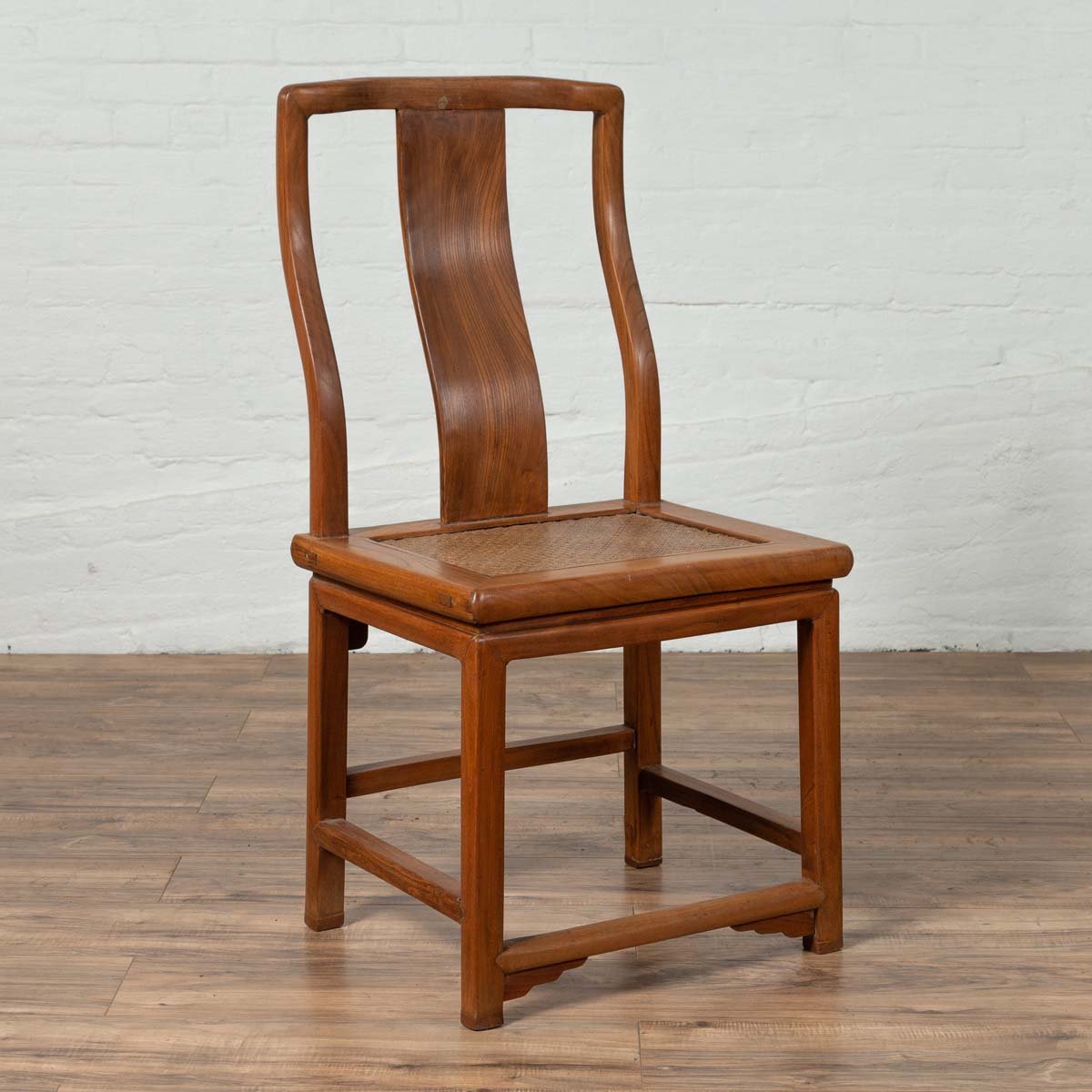 Ming Dynasty Style Natural Wood Wedding Side Chair with Woven Rattan Seat-2. Asian & Chinese Furniture, Art, Antiques, Vintage Home Décor for sale at FEA Home