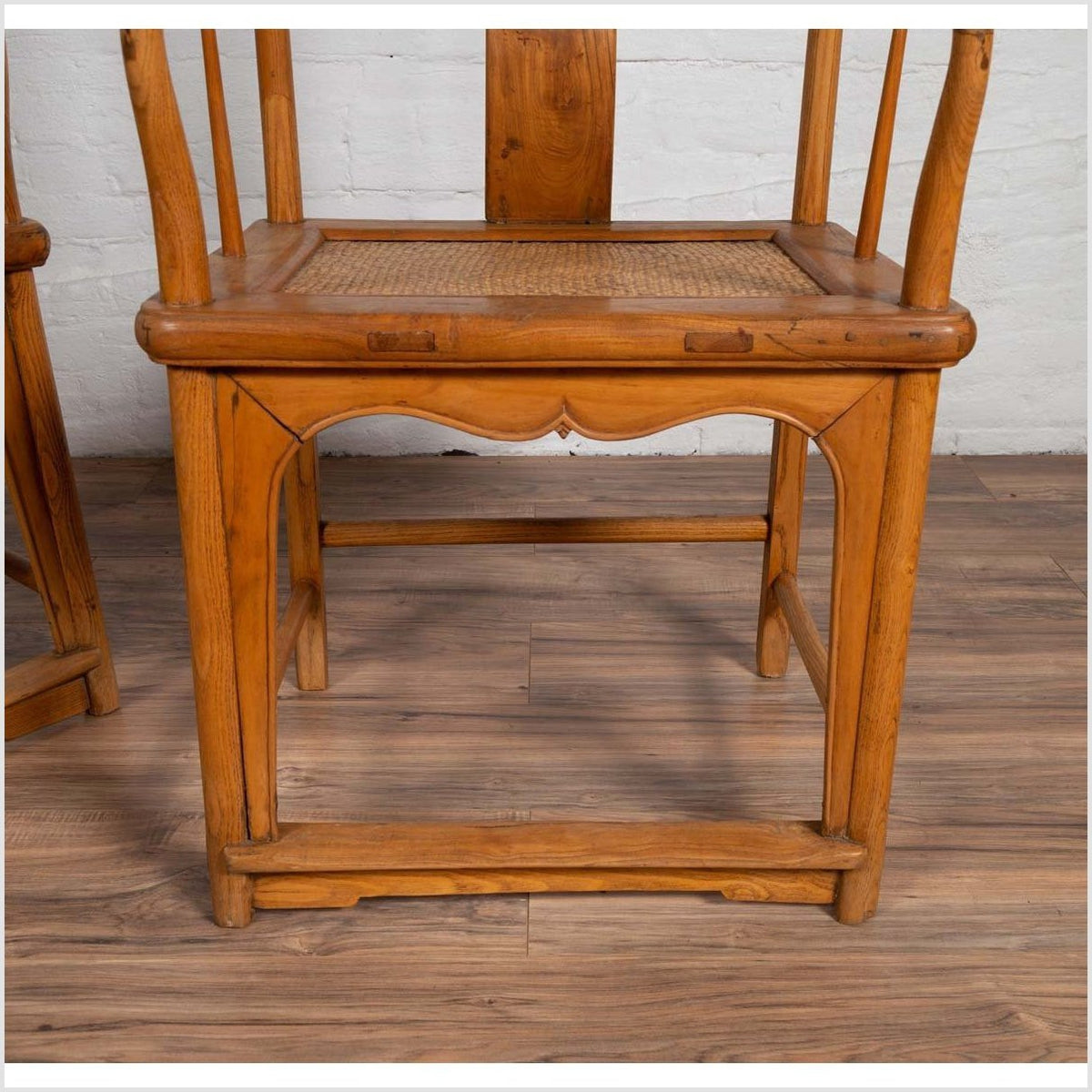 Ming Dynasty Style Wedding Armchairs with Curving Arms and Woven Rattan Seats-11. Asian & Chinese Furniture, Art, Antiques, Vintage Home Décor for sale at FEA Home