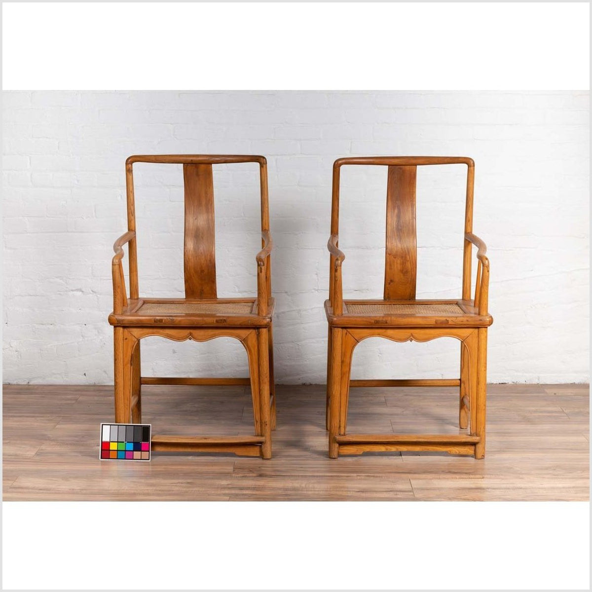 Ming Dynasty Style Wedding Armchairs with Curving Arms and Woven Rattan Seats-3. Asian & Chinese Furniture, Art, Antiques, Vintage Home Décor for sale at FEA Home