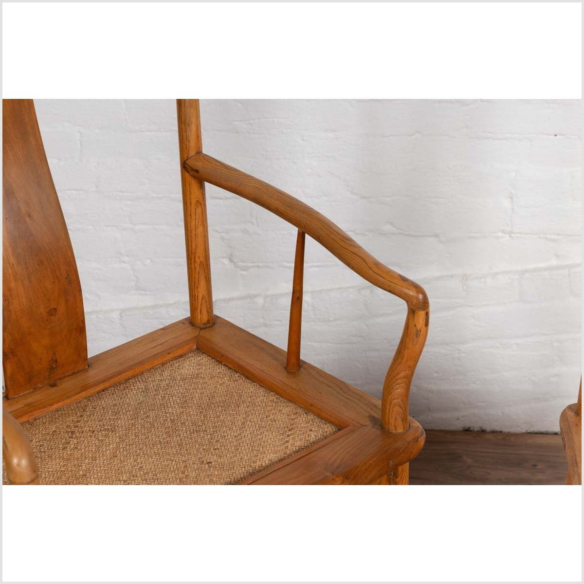 Ming Dynasty Style Wedding Armchairs with Curving Arms and Woven Rattan Seats-9. Asian & Chinese Furniture, Art, Antiques, Vintage Home Décor for sale at FEA Home