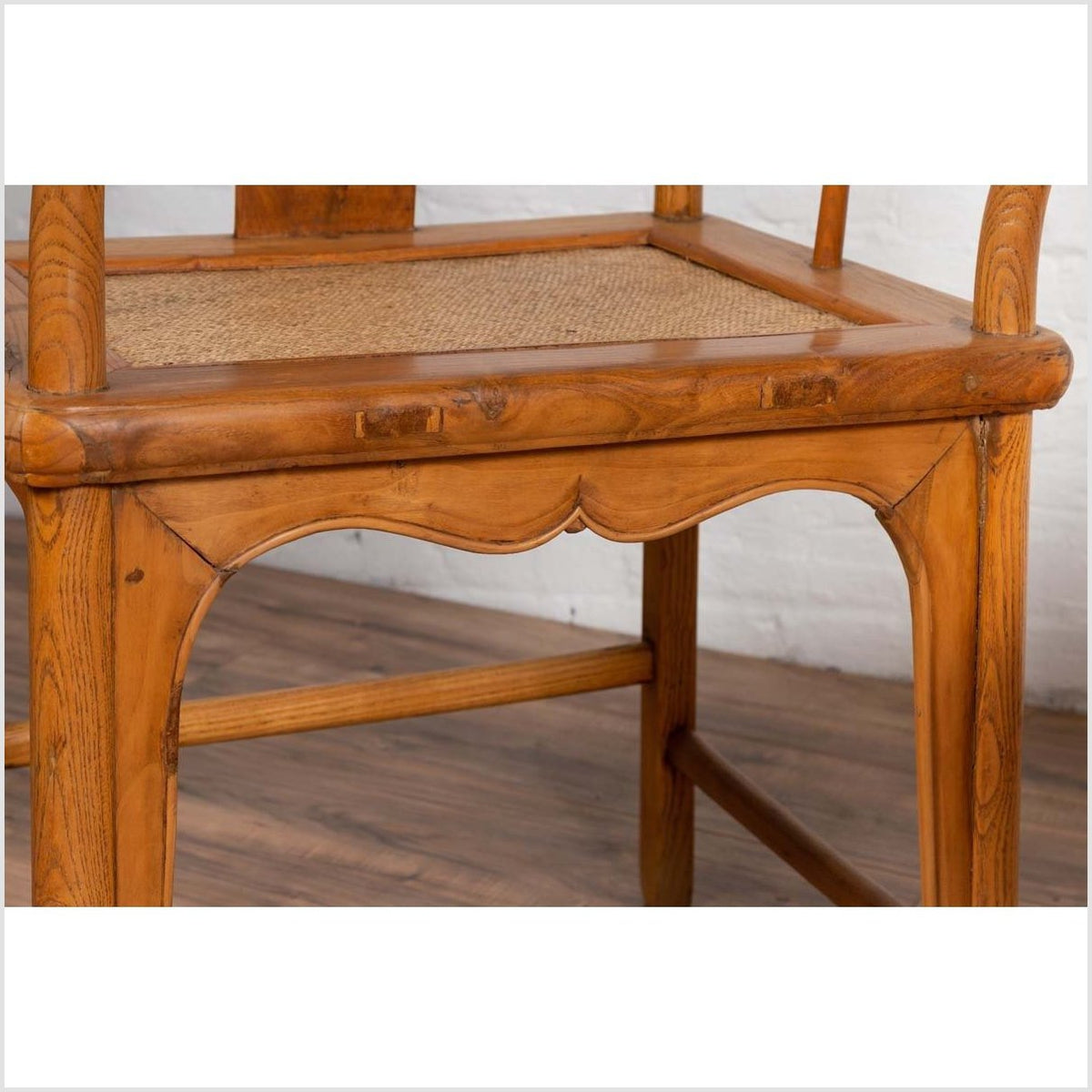 Ming Dynasty Style Wedding Armchairs with Curving Arms and Woven Rattan Seats-10. Asian & Chinese Furniture, Art, Antiques, Vintage Home Décor for sale at FEA Home