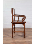 Ming Dynasty Style Wooden Wedding Chair with Carved Medallion and Curving Arms-11. Asian & Chinese Furniture, Art, Antiques, Vintage Home Décor for sale at FEA Home