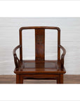 Ming Dynasty Style Wooden Wedding Chair with Carved Medallion and Curving Arms-5. Asian & Chinese Furniture, Art, Antiques, Vintage Home Décor for sale at FEA Home