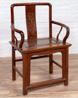 Ming Dynasty Style Wooden Wedding Chair with Carved Medallion and Curving Arms-10. Asian & Chinese Furniture, Art, Antiques, Vintage Home Décor for sale at FEA Home