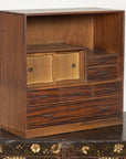 Miniature Japanese Taishō Period Zebra Wood Tansu Chest with Sliding Doors-3. Asian & Chinese Furniture, Art, Antiques, Vintage Home Décor for sale at FEA Home