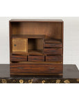 Miniature Japanese Taishō Period Zebra Wood Tansu Chest with Sliding Doors-5. Asian & Chinese Furniture, Art, Antiques, Vintage Home Décor for sale at FEA Home