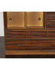 Miniature Japanese Taishō Period Zebra Wood Tansu Chest with Sliding Doors-7. Asian & Chinese Furniture, Art, Antiques, Vintage Home Décor for sale at FEA Home
