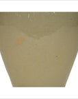 Close-up of off-white crackle porcelain vase, showing crackled glaze and subtle discoloration spots.