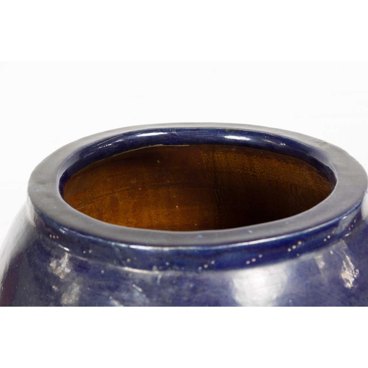 Oversized Vintage Thai Midnight Blue Glazed Water Vessel with Tapering Lines-5. Asian & Chinese Furniture, Art, Antiques, Vintage Home Décor for sale at FEA Home
