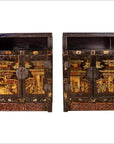 Pair of Antique Chinese Display Cabinets with Hand Painted Chinoiserie Motifs-1. Asian & Chinese Furniture, Art, Antiques, Vintage Home Décor for sale at FEA Home