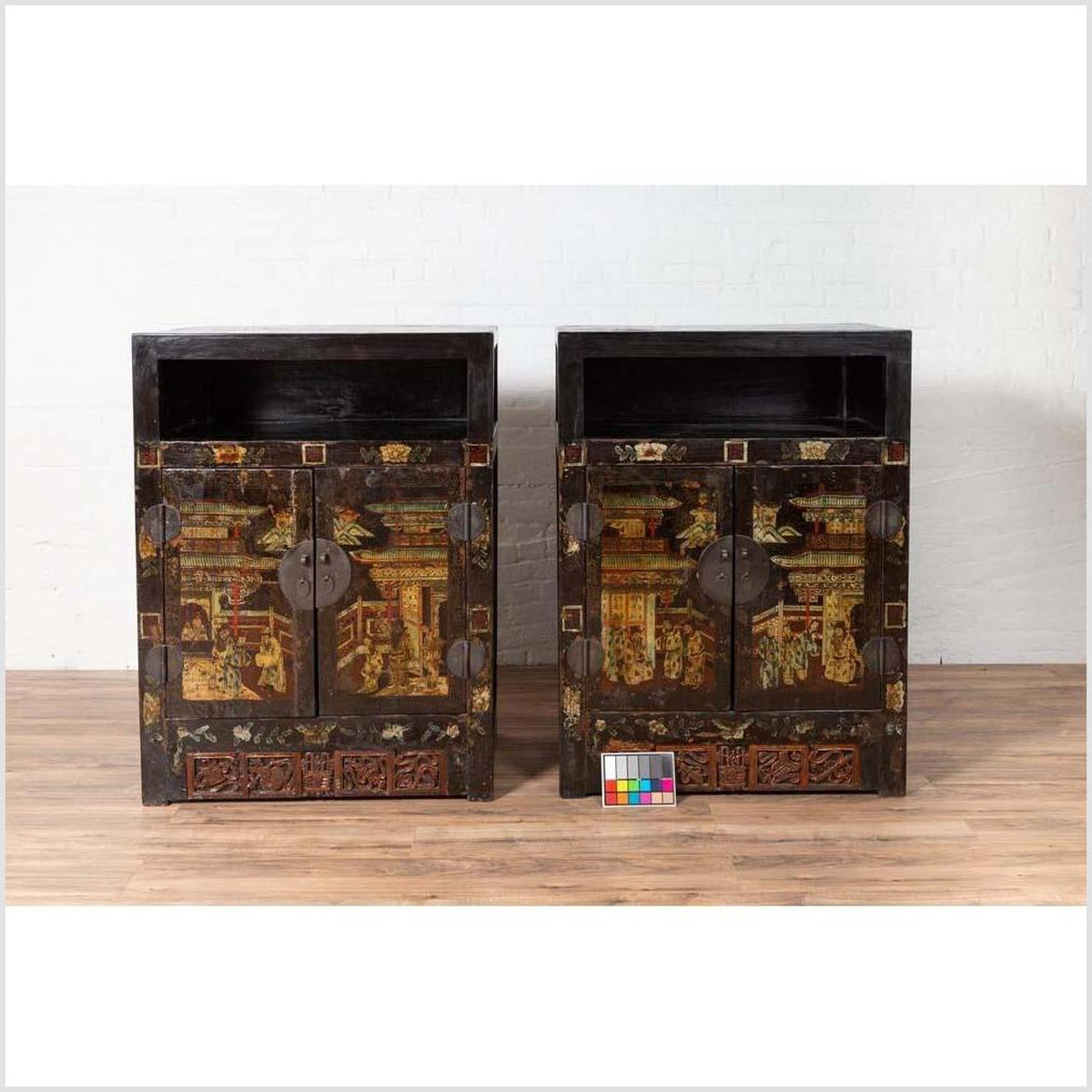 Pair of Antique Chinese Display Cabinets with Hand Painted Chinoiserie Motifs-4. Asian & Chinese Furniture, Art, Antiques, Vintage Home Décor for sale at FEA Home