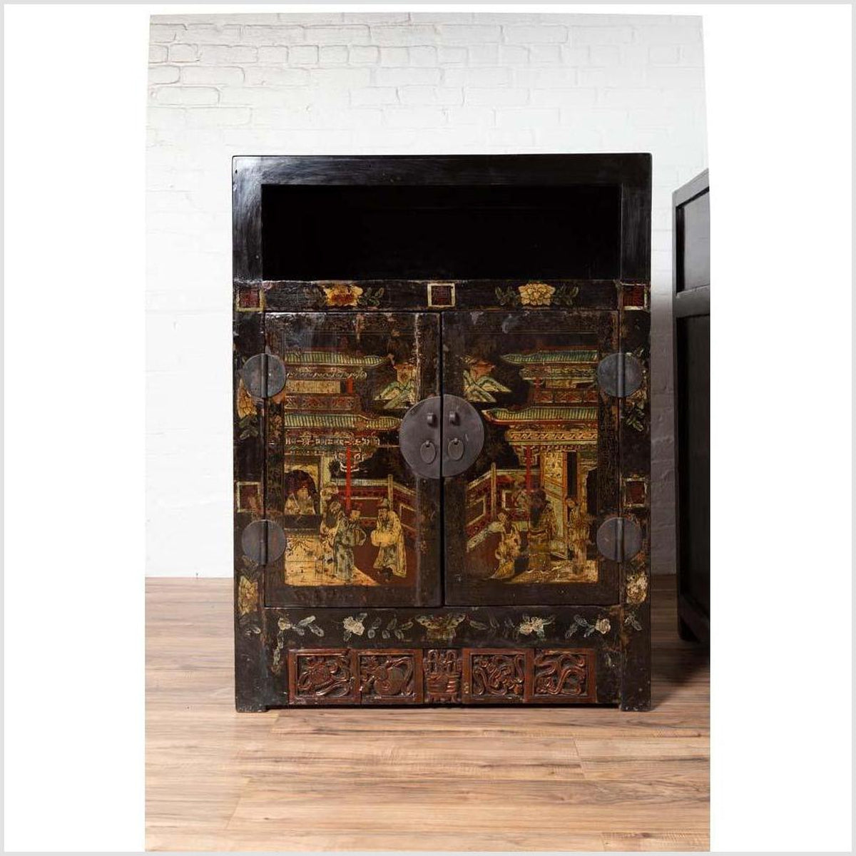 Pair of Antique Chinese Display Cabinets with Hand Painted Chinoiserie Motifs-5. Asian & Chinese Furniture, Art, Antiques, Vintage Home Décor for sale at FEA Home