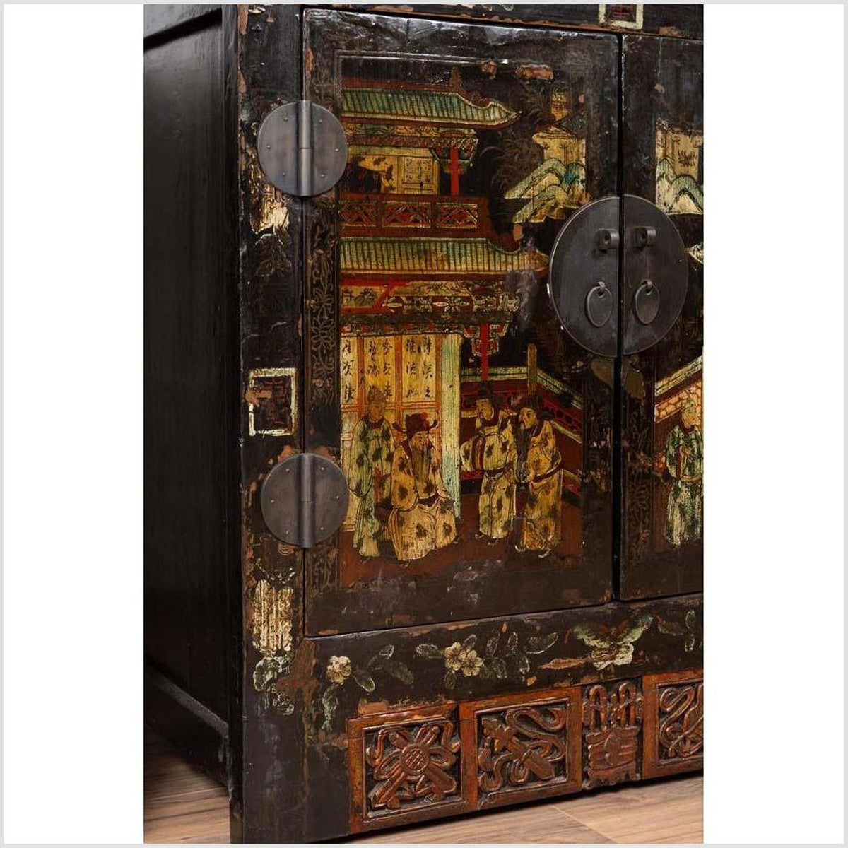 Pair of Antique Chinese Display Cabinets with Hand Painted Chinoiserie Motifs-7. Asian & Chinese Furniture, Art, Antiques, Vintage Home Décor for sale at FEA Home