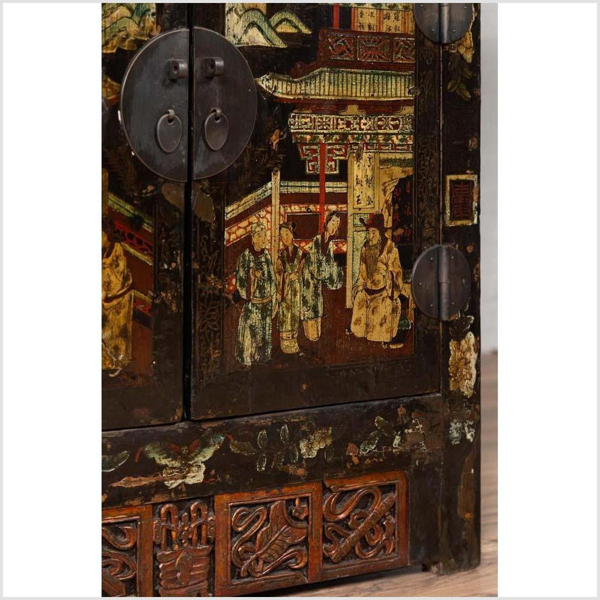 Pair of Antique Chinese Display Cabinets with Hand Painted Chinoiserie Motifs-8. Asian & Chinese Furniture, Art, Antiques, Vintage Home Décor for sale at FEA Home