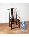 Pair of Chinese 1880s Official's Hat Chairs with Pierced Splats and Curving Arms-11. Asian & Chinese Furniture, Art, Antiques, Vintage Home Décor for sale at FEA Home
