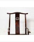Pair of Chinese 1880s Official's Hat Chairs with Pierced Splats and Curving Arms-12. Asian & Chinese Furniture, Art, Antiques, Vintage Home Décor for sale at FEA Home