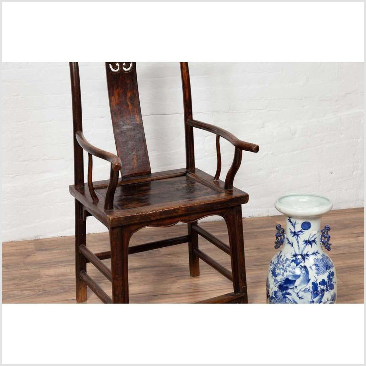 Pair of Chinese 1880s Official's Hat Chairs with Pierced Splats and Curving Arms-13. Asian & Chinese Furniture, Art, Antiques, Vintage Home Décor for sale at FEA Home