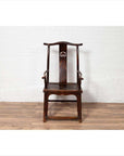 Pair of Chinese 1880s Official's Hat Chairs with Pierced Splats and Curving Arms-15. Asian & Chinese Furniture, Art, Antiques, Vintage Home Décor for sale at FEA Home