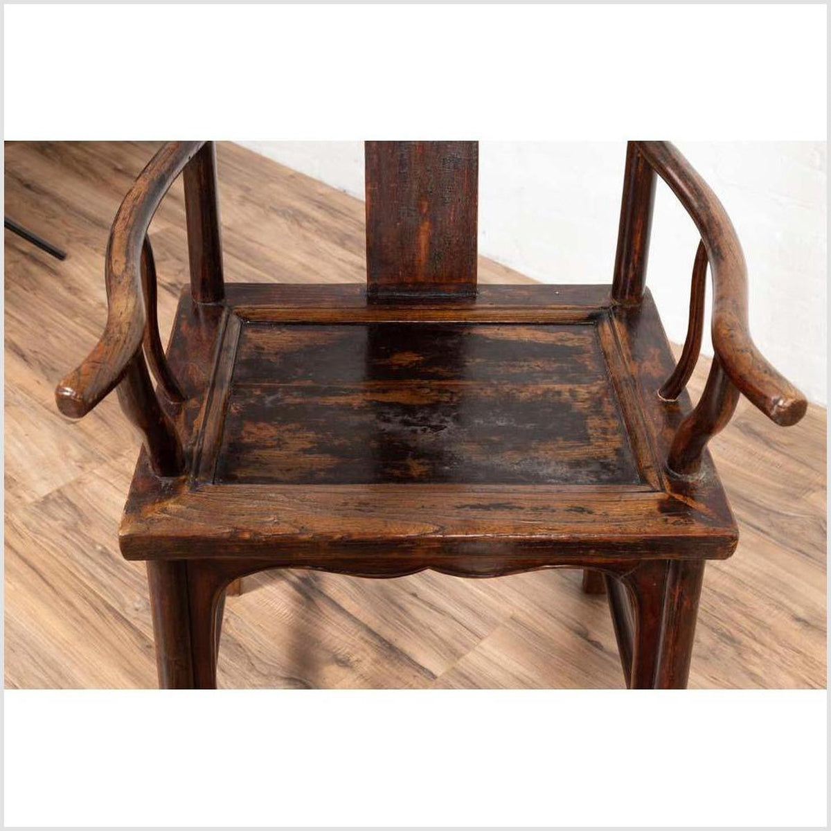 Pair of Chinese 1880s Official's Hat Chairs with Pierced Splats and Curving Arms-16. Asian & Chinese Furniture, Art, Antiques, Vintage Home Décor for sale at FEA Home