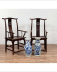 Pair of Chinese 1880s Official's Hat Chairs with Pierced Splats and Curving Arms-3. Asian & Chinese Furniture, Art, Antiques, Vintage Home Décor for sale at FEA Home