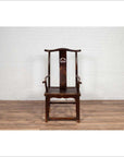 Pair of Chinese 1880s Official's Hat Chairs with Pierced Splats and Curving Arms-5. Asian & Chinese Furniture, Art, Antiques, Vintage Home Décor for sale at FEA Home