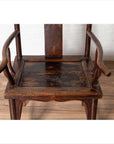 Pair of Chinese 1880s Official's Hat Chairs with Pierced Splats and Curving Arms-9. Asian & Chinese Furniture, Art, Antiques, Vintage Home Décor for sale at FEA Home