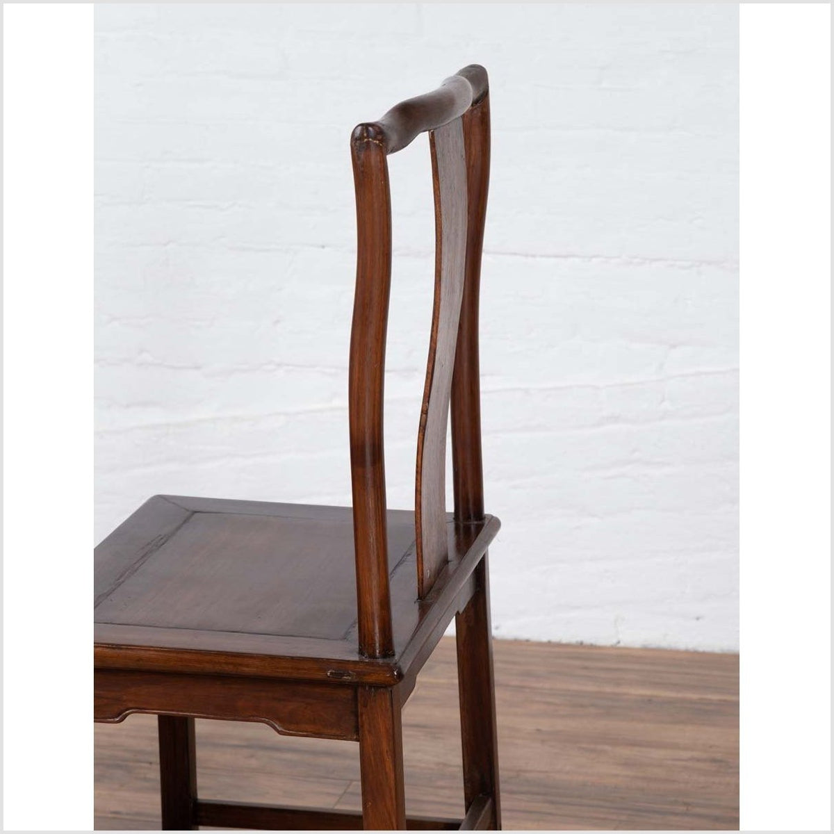 Pair of Chinese Elm Dark Patina Scholar's Ceremonial Chairs with Sinuous Splats-18. Asian & Chinese Furniture, Art, Antiques, Vintage Home Décor for sale at FEA Home