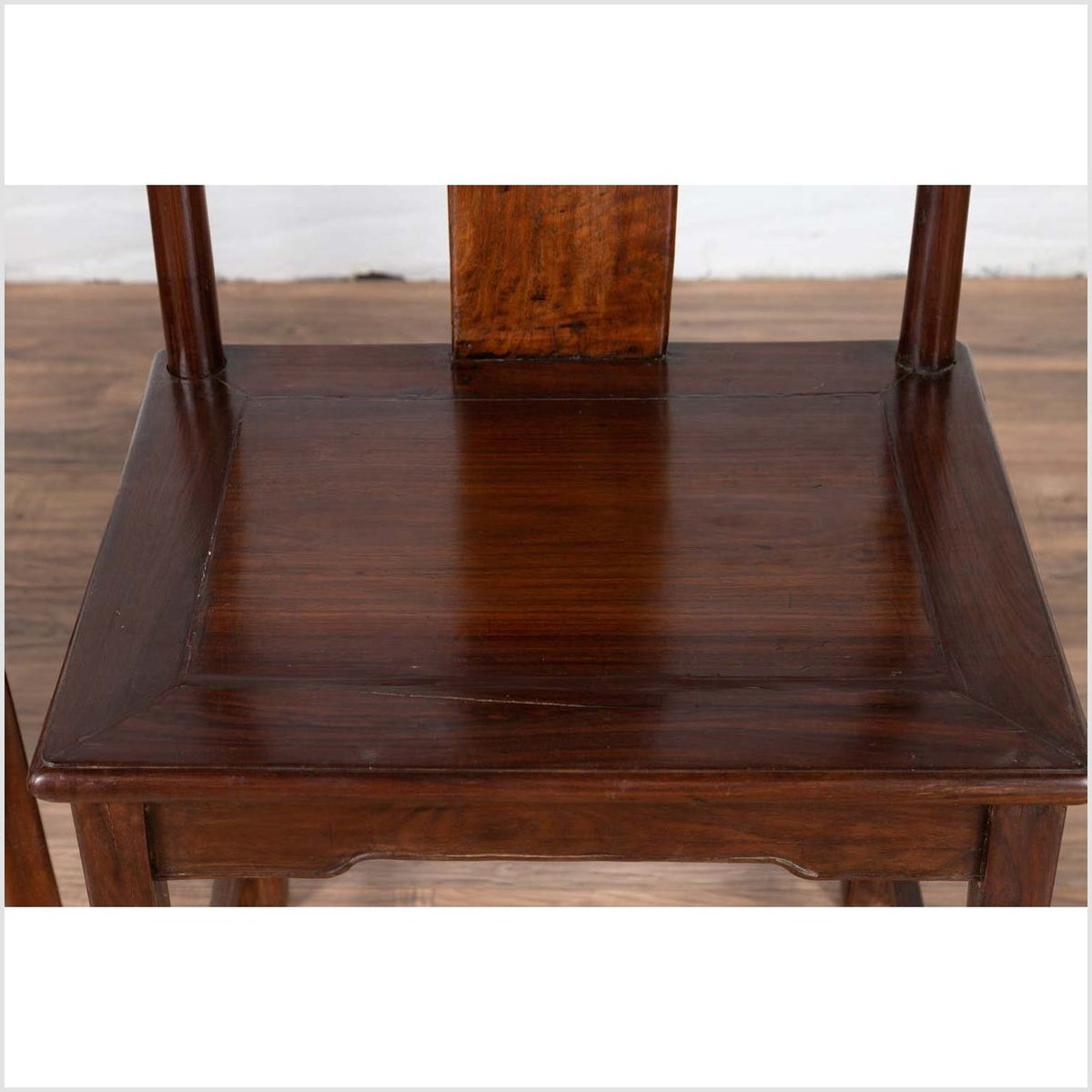 Pair of Chinese Elm Dark Patina Scholar's Ceremonial Chairs with Sinuous Splats-10. Asian & Chinese Furniture, Art, Antiques, Vintage Home Décor for sale at FEA Home
