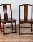 Pair of Chinese Elm Dark Patina Scholar's Ceremonial Chairs with Sinuous Splats-2. Asian & Chinese Furniture, Art, Antiques, Vintage Home Décor for sale at FEA Home
