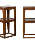 Pair of Chinese Late Qing Dynasty Tiered Lamp Tables with Carved Aprons-1. Asian & Chinese Furniture, Art, Antiques, Vintage Home Décor for sale at FEA Home
