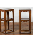 Pair of Chinese Late Qing Dynasty Tiered Lamp Tables with Carved Aprons-10. Asian & Chinese Furniture, Art, Antiques, Vintage Home Décor for sale at FEA Home