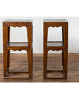 Pair of Chinese Late Qing Dynasty Tiered Lamp Tables with Carved Aprons-12. Asian & Chinese Furniture, Art, Antiques, Vintage Home Décor for sale at FEA Home