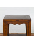 Pair of Chinese Late Qing Dynasty Tiered Lamp Tables with Carved Aprons-3. Asian & Chinese Furniture, Art, Antiques, Vintage Home Décor for sale at FEA Home
