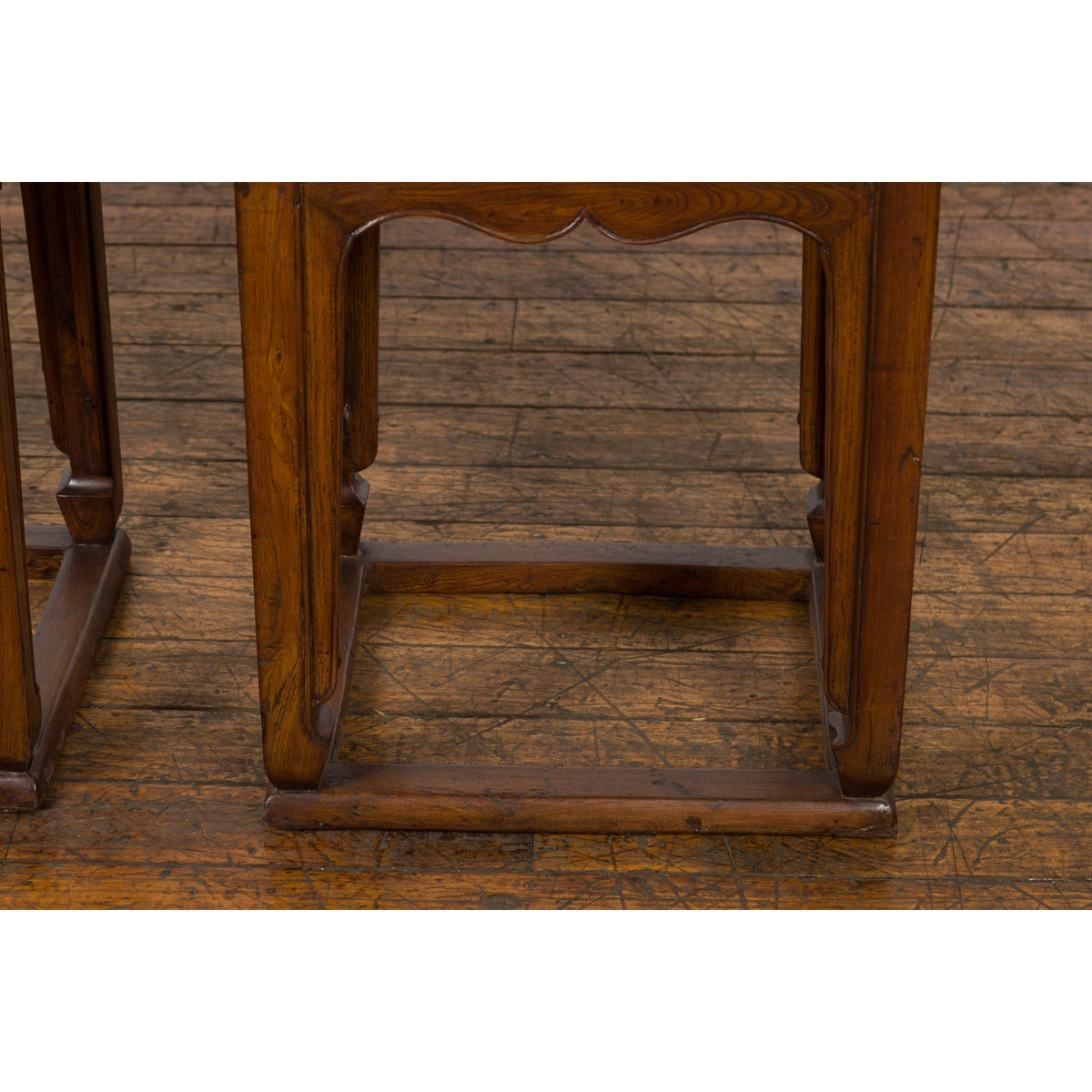 Pair of Chinese Late Qing Dynasty Tiered Lamp Tables with Carved Aprons-5. Asian & Chinese Furniture, Art, Antiques, Vintage Home Décor for sale at FEA Home
