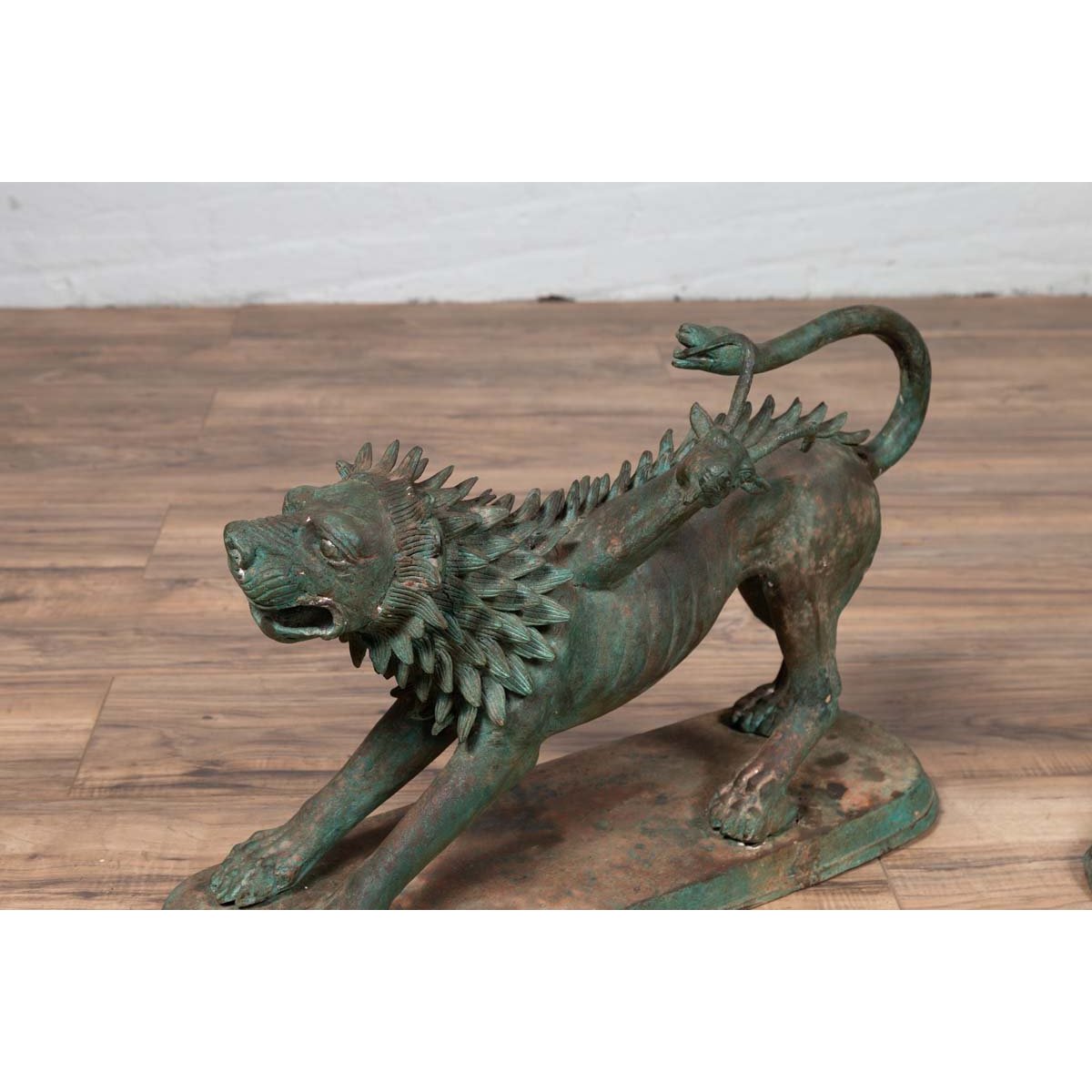 Pair of Contemporary Thai Cast Bronze Mythological Guardian Animal Sculptures-11. Asian & Chinese Furniture, Art, Antiques, Vintage Home Décor for sale at FEA Home