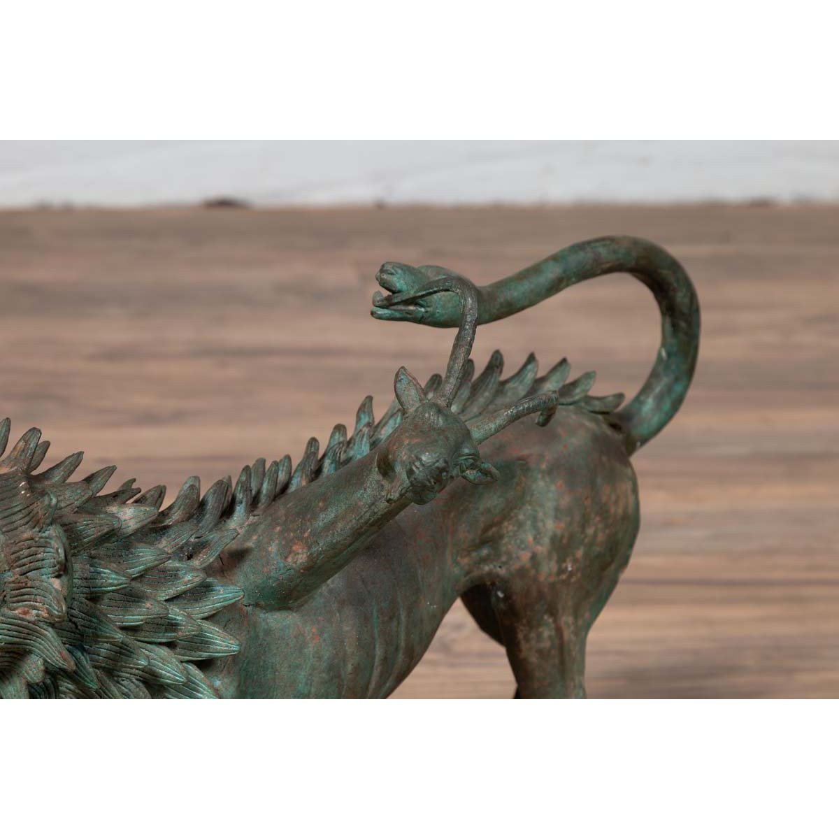 Pair of Contemporary Thai Cast Bronze Mythological Guardian Animal Sculptures-12. Asian & Chinese Furniture, Art, Antiques, Vintage Home Décor for sale at FEA Home