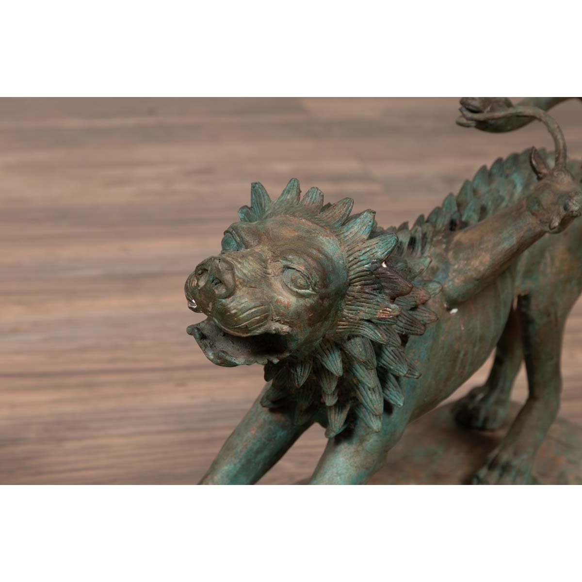Pair of Contemporary Thai Cast Bronze Mythological Guardian Animal Sculptures-13. Asian & Chinese Furniture, Art, Antiques, Vintage Home Décor for sale at FEA Home