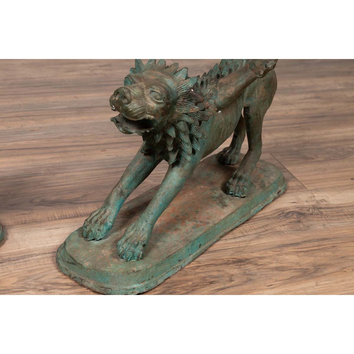 Pair of Contemporary Thai Cast Bronze Mythological Guardian Animal Sculptures-15. Asian & Chinese Furniture, Art, Antiques, Vintage Home Décor for sale at FEA Home