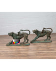 Pair of Contemporary Thai Cast Bronze Mythological Guardian Animal Sculptures-3. Asian & Chinese Furniture, Art, Antiques, Vintage Home Décor for sale at FEA Home