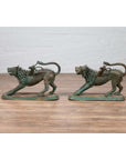 Pair of Contemporary Thai Cast Bronze Mythological Guardian Animal Sculptures-8. Asian & Chinese Furniture, Art, Antiques, Vintage Home Décor for sale at FEA Home