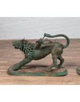 Pair of Contemporary Thai Cast Bronze Mythological Guardian Animal Sculptures-9. Asian & Chinese Furniture, Art, Antiques, Vintage Home Décor for sale at FEA Home