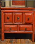 Pair of Red Bedside Cabinets-1. Asian & Chinese Furniture, Art, Antiques, Vintage Home Décor for sale at FEA Home