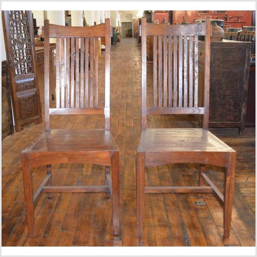 Pair of Teak Armless Chairs-4. Asian & Chinese Furniture, Art, Antiques, Vintage Home Décor for sale at FEA Home