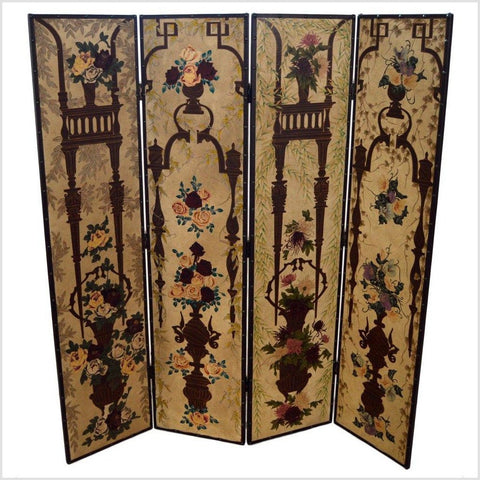 4- Panel Victorian Era Inspired Screen-YN2834-1. Asian & Chinese Furniture, Art, Antiques, Vintage Home Décor for sale at FEA Home
